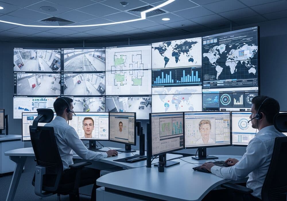 MasterVision team reviewing a commercial security deployment